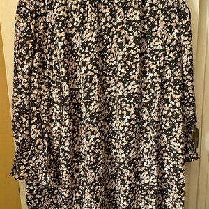 Hayden Floral Mini Dress in Black, White and Brown